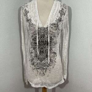 Panhandle Rock Roll T Shirt Womens Small Cowgirl Beaded Hoodie Y2K‎ Gothic Biker